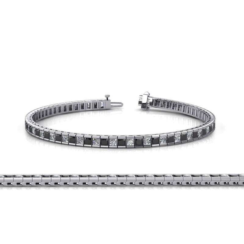 Zahra Princess Cut 2.00 mm Black and White Diamond Eternity Tennis Bracelet 