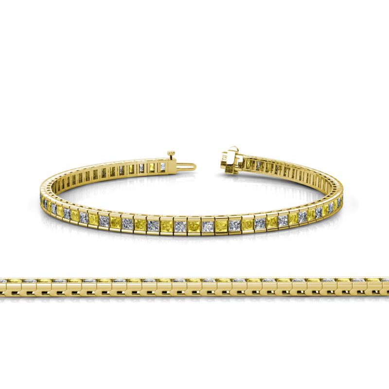 Zahra Princess Cut 2.00 mm Yellow Sapphire and Diamond Eternity Tennis Bracelet 
