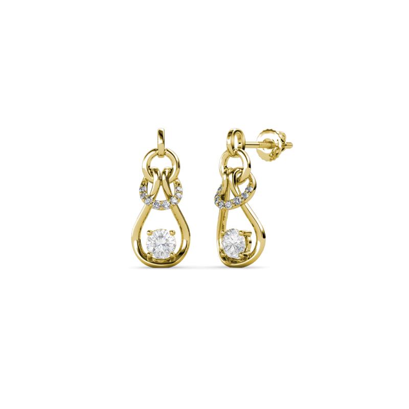 Lamisa White Sapphire and Diamond Love Knot Dangling Earrings 