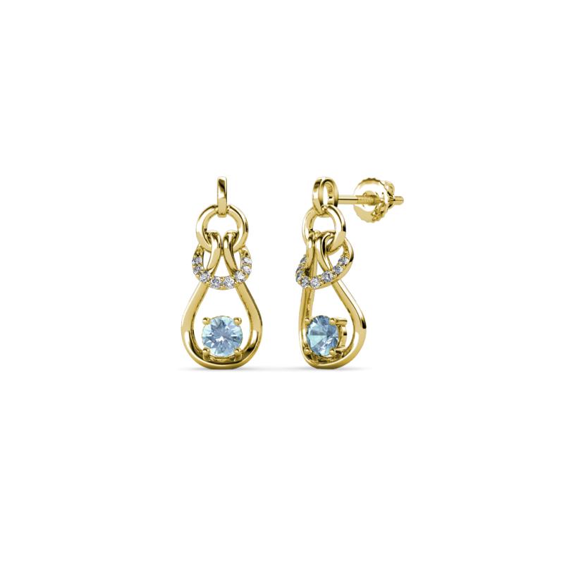 Lamisa Aquamarine and Diamond Love Knot Dangling Earrings 