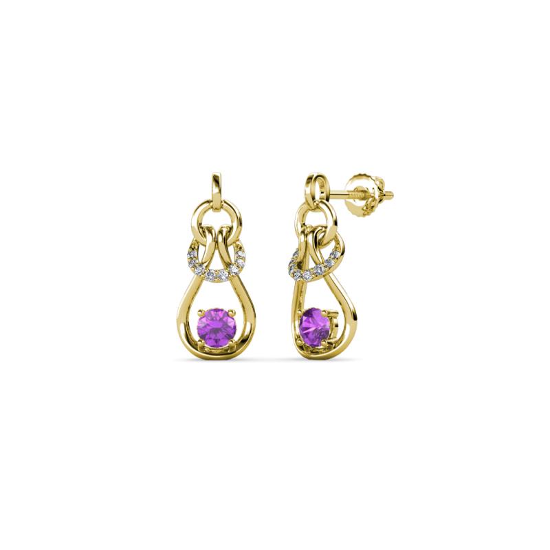 Lamisa Amethyst and Diamond Love Knot Dangling Earrings 