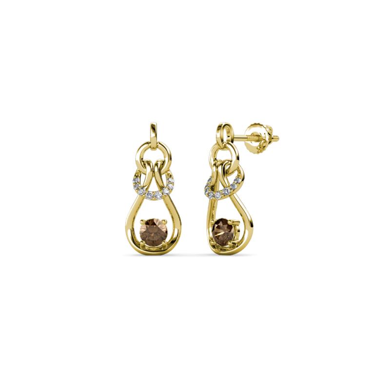 Lamisa Smoky Quartz and Diamond Love Knot Dangling Earrings 