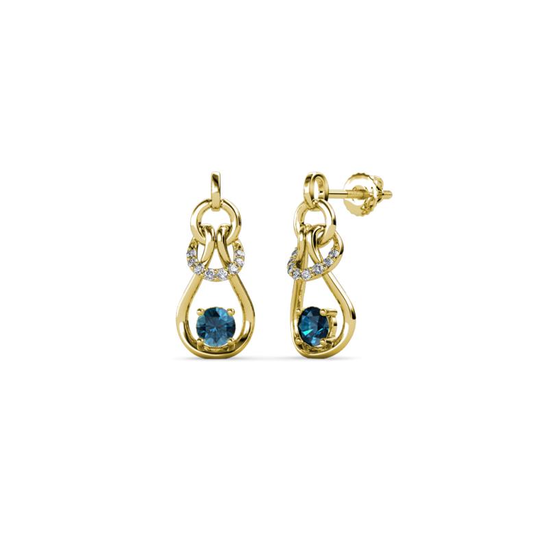 Lamisa Blue and White Diamond Love Knot Dangling Earrings 