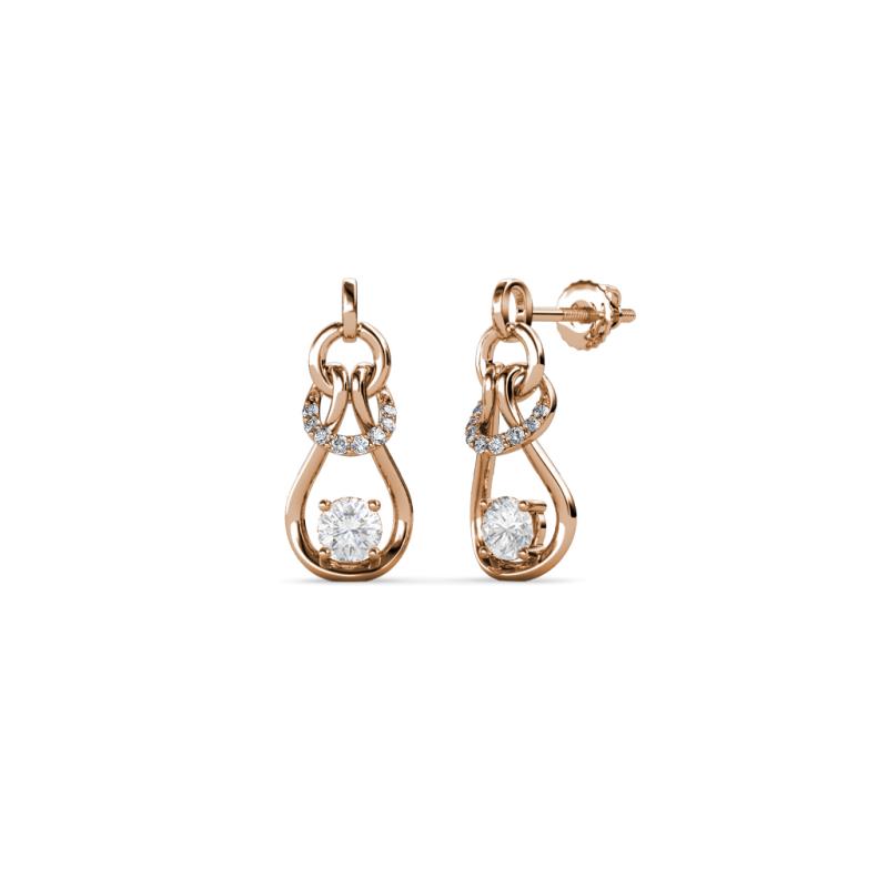 Lamisa White Sapphire and Diamond Love Knot Dangling Earrings 