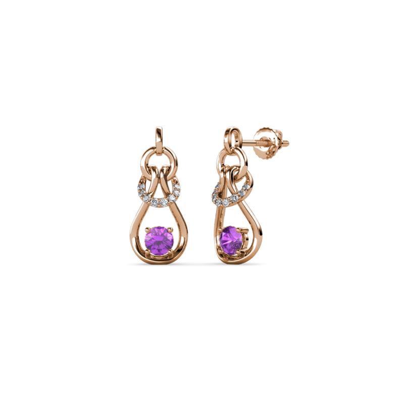 Lamisa Amethyst and Diamond Love Knot Dangling Earrings 