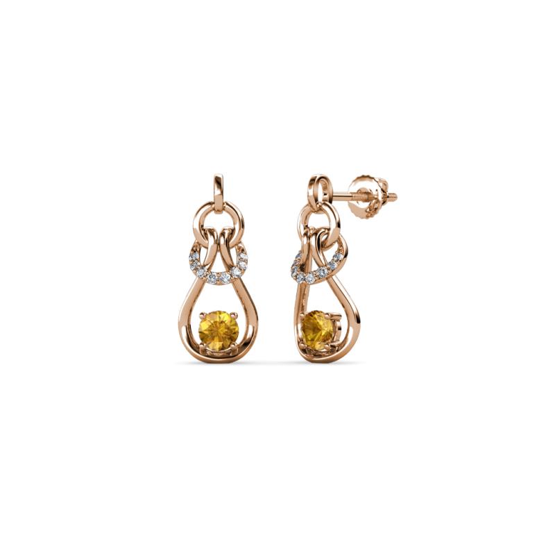Lamisa Citrine and Diamond Love Knot Dangling Earrings 