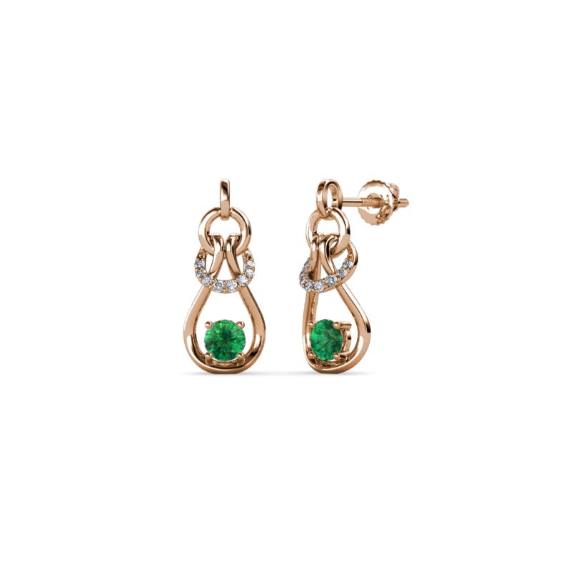Lamisa Emerald and Diamond Love Knot Dangling Earrings 