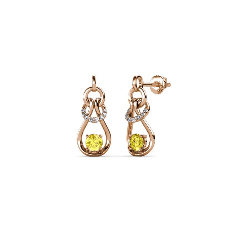 Lamisa Yellow Sapphire and Diamond Love Knot Dangling Earrings 