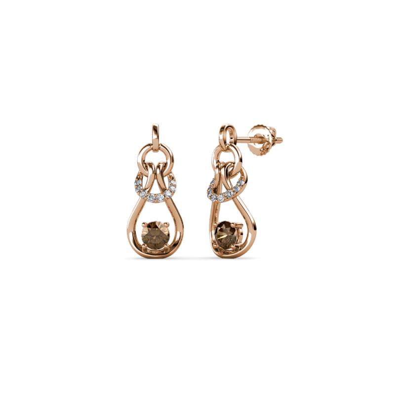 Lamisa Smoky Quartz and Diamond Love Knot Dangling Earrings 