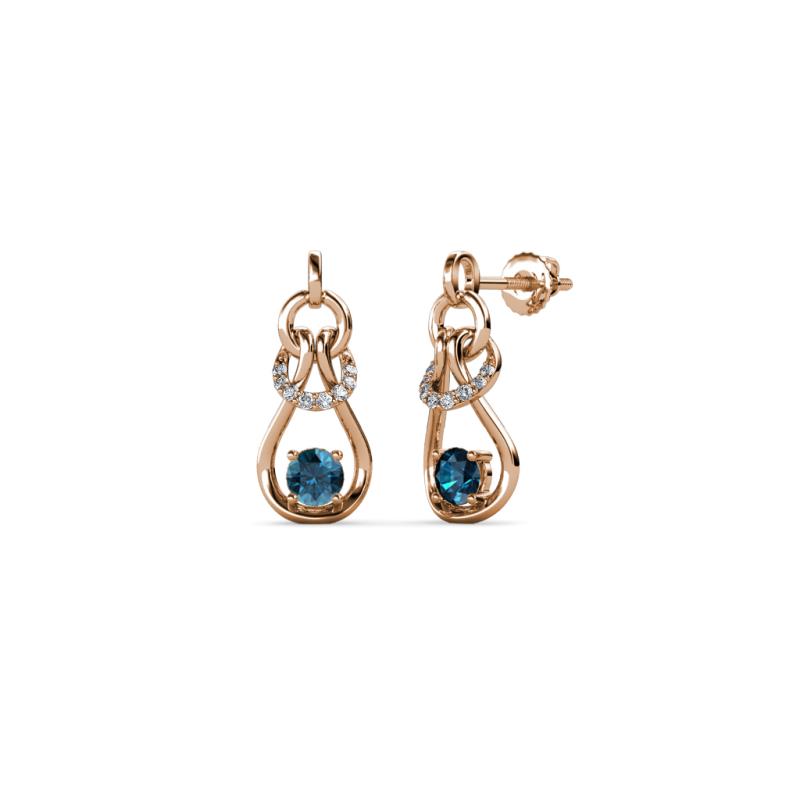 Lamisa Blue and White Diamond Love Knot Dangling Earrings 