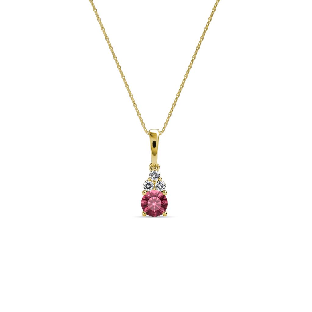 Ofra Round Pink Tourmaline and Diamond Pendant 
