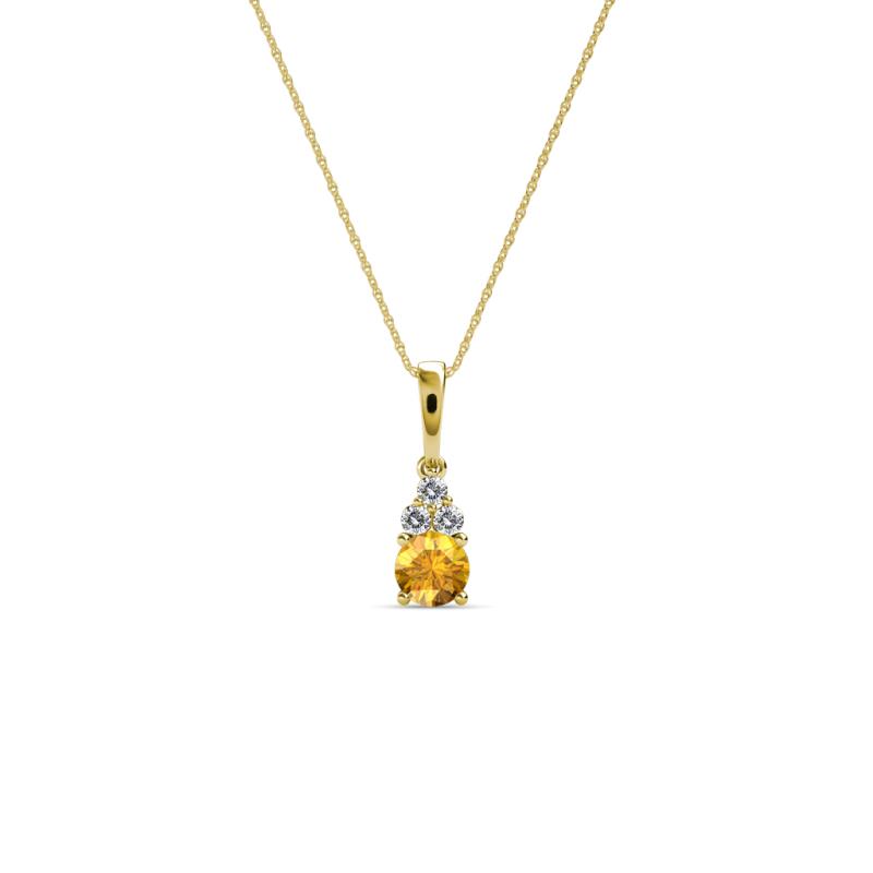 Ofra Round Citrine and Diamond Pendant 