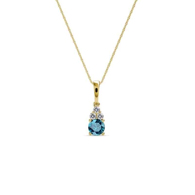 Ofra Round London Blue Topaz and Diamond Pendant 