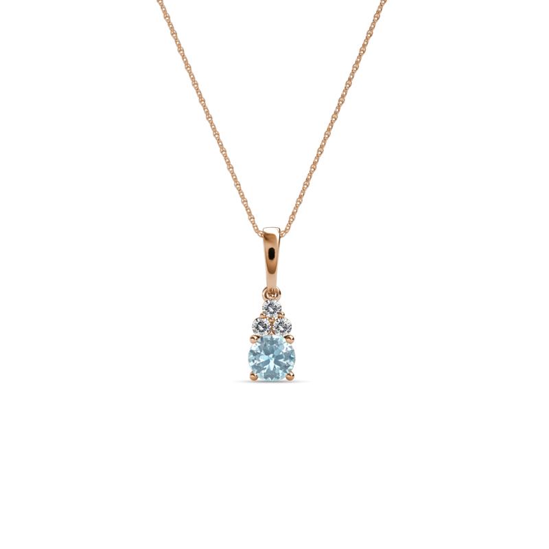 Ofra Round Aquamarine and Diamond Pendant 