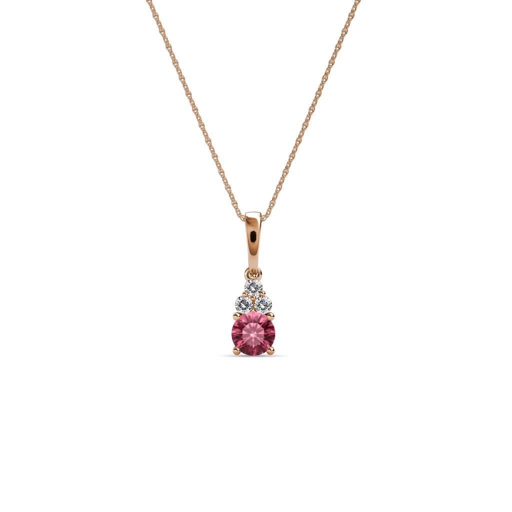 Ofra Round Pink Tourmaline and Diamond Pendant 