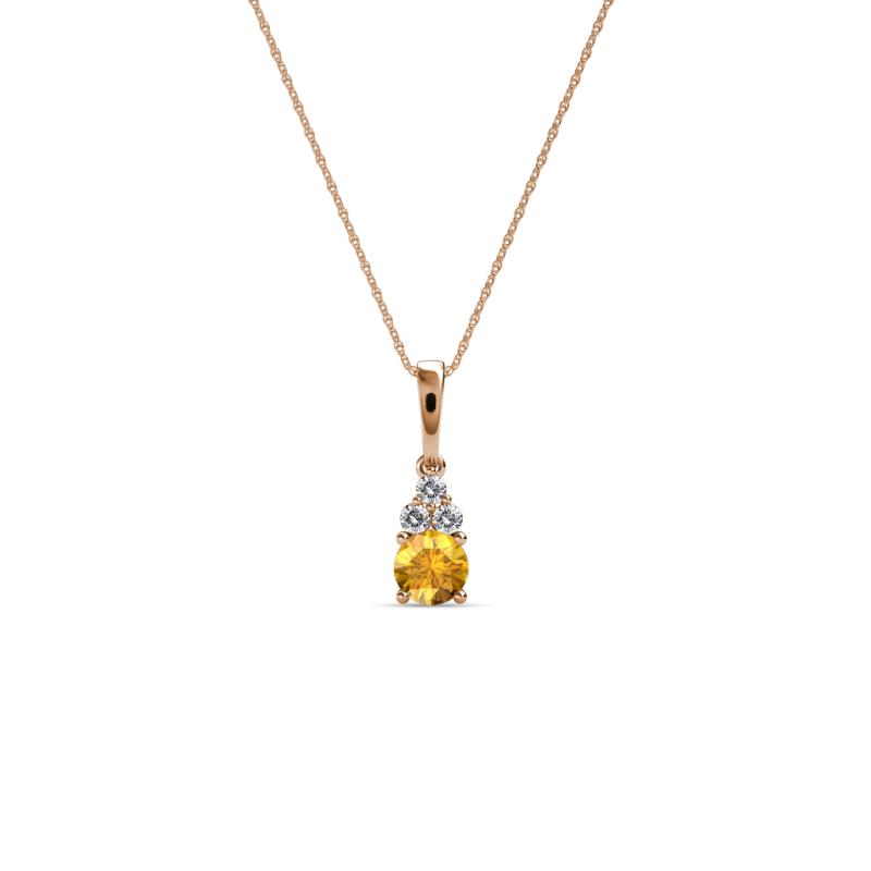 Ofra Round Citrine and Diamond Pendant 