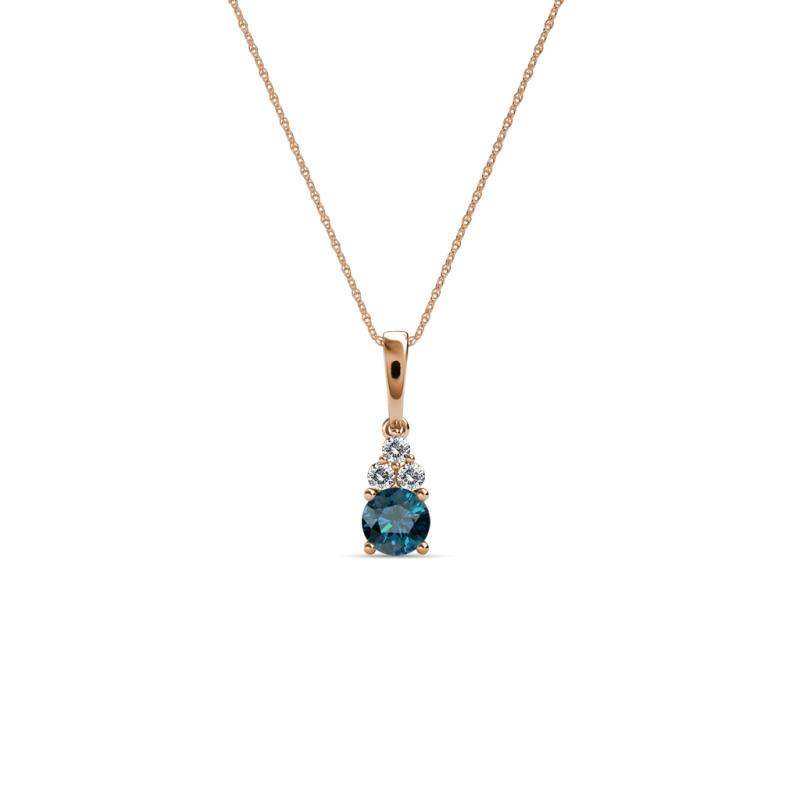Ofra Round Blue and White Diamond Pendant 