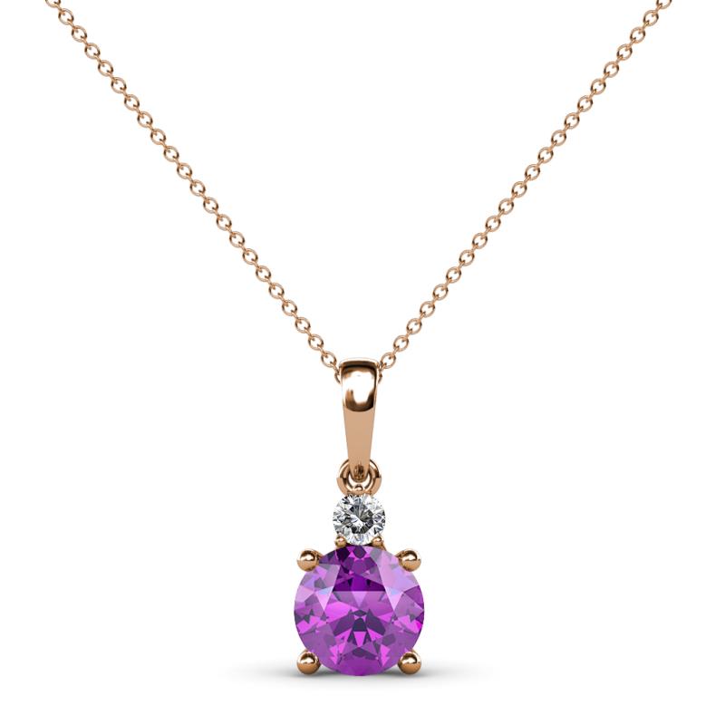 Reyne Amethyst and Diamond Two Stone Pendant 