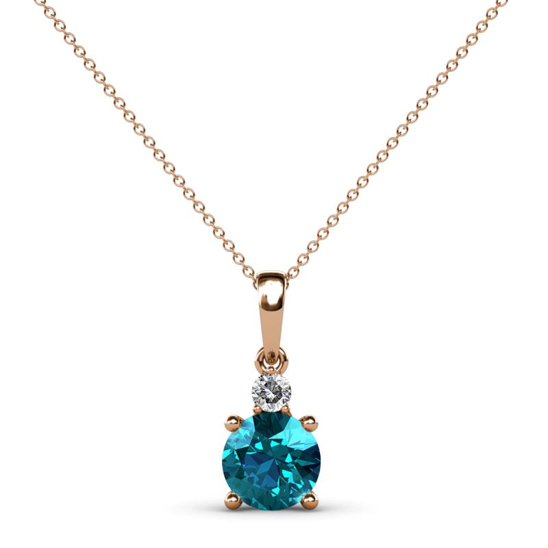 Reyne London Blue Topaz and Diamond Two Stone Pendant 