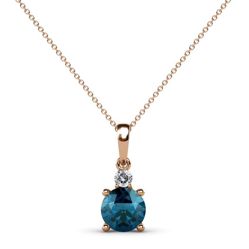 Reyne Blue and White Diamond Two Stone Pendant 