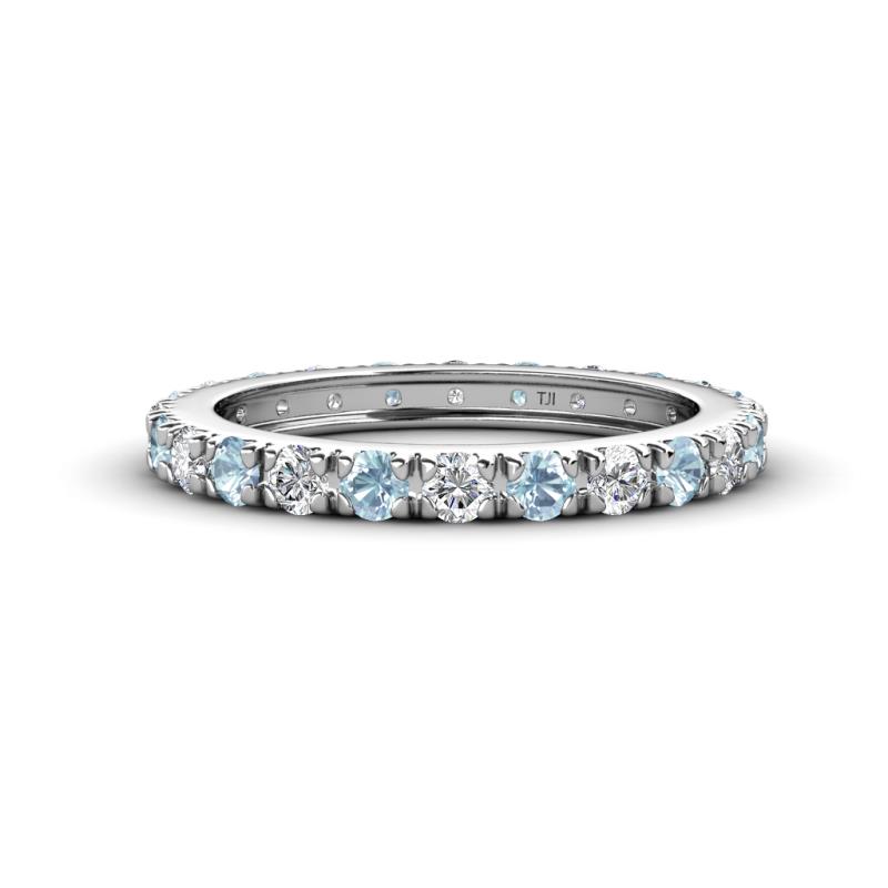 Gracie 2.70 mm Round Aquamarine and Diamond Eternity Band 