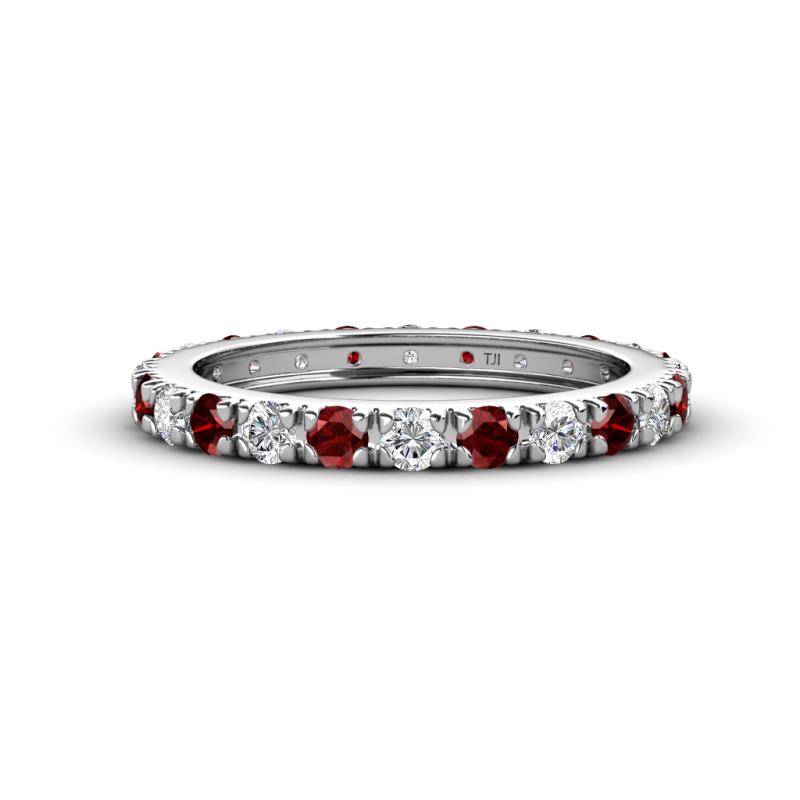 Gracie 2.70 mm Round Red Garnet and Lab Grown Diamond Eternity Band 