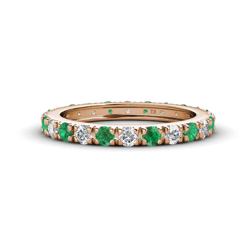 Gracie 2.70 mm Round Emerald and Diamond Eternity Band 