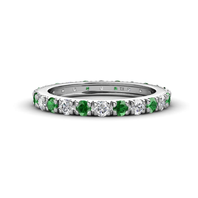 Gracie 2.70 mm Round Green Garnet and Diamond Eternity Band 