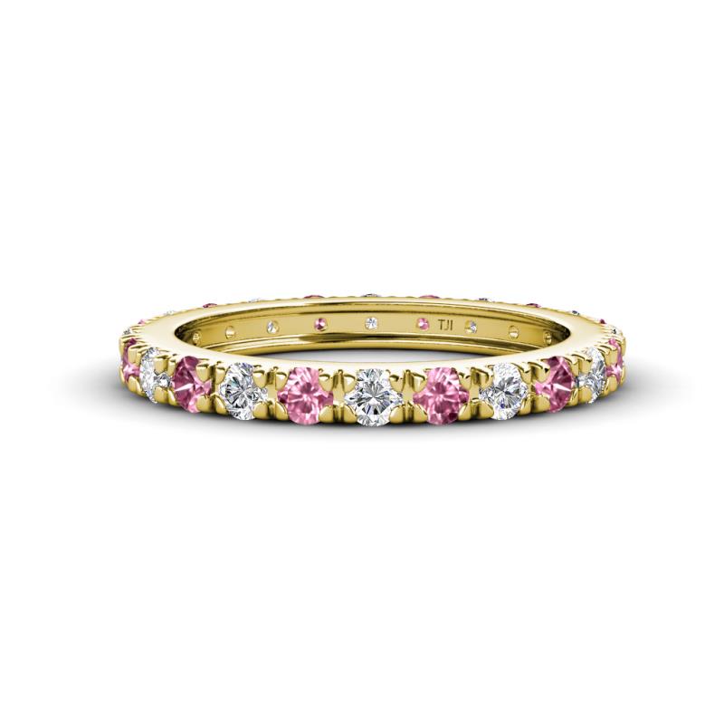 Gracie 2.70 mm Round Pink Tourmaline and Diamond Eternity Band 