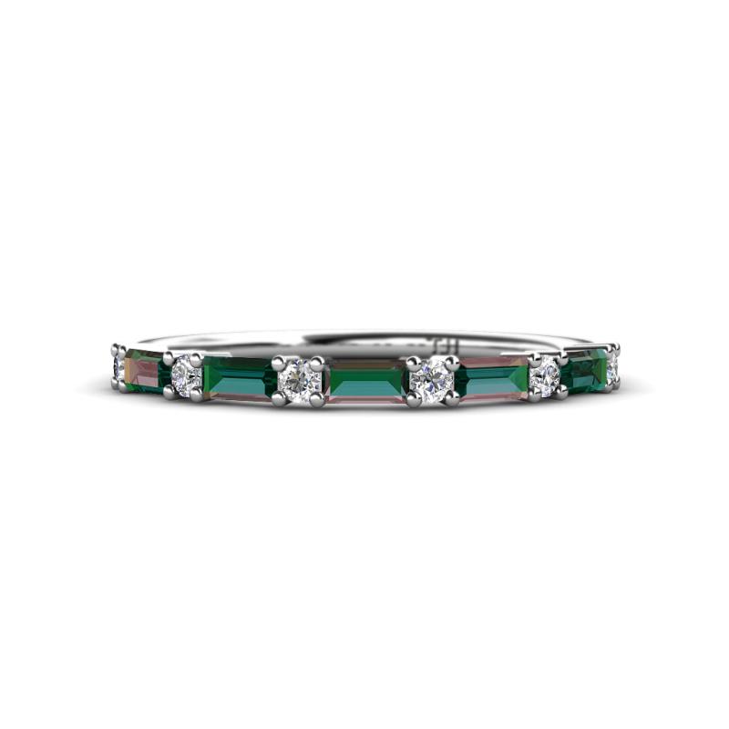 Sarah Baguette Lab Created Alexandrite and Round Diamond Wedding Band 
