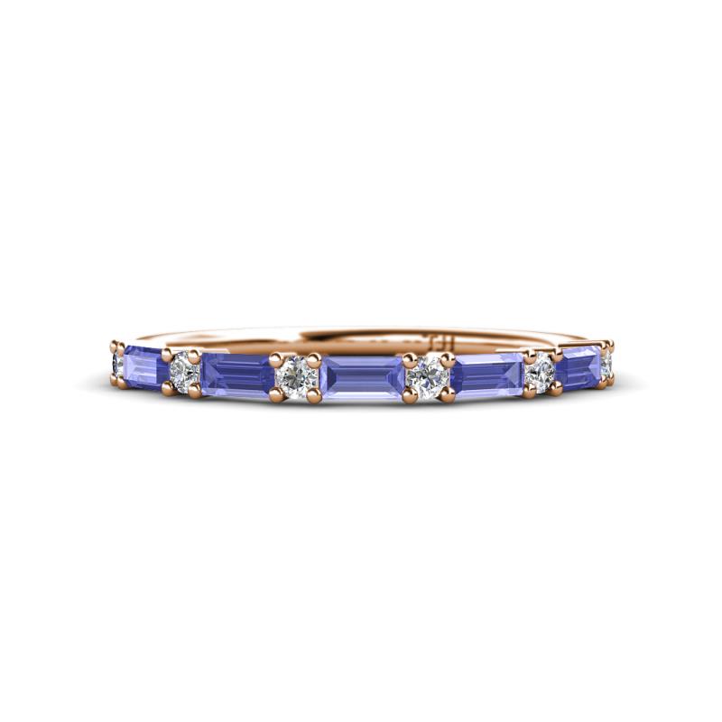 Sarah Baguette Tanzanite and Round Diamond Wedding Band 