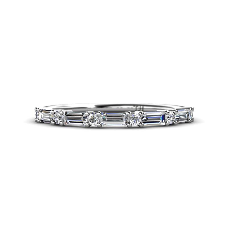 Sarah Baguette and Round Natural Diamonds Wedding Band 