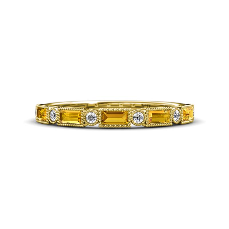 Kelli 0.72 ctw Baguette Shape Citrine and Round Natural Diamond Milgrain Wedding Band 