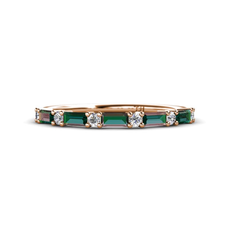 Sarah Baguette Lab Created Alexandrite and Round Lab Grown Diamond Wedding Band 