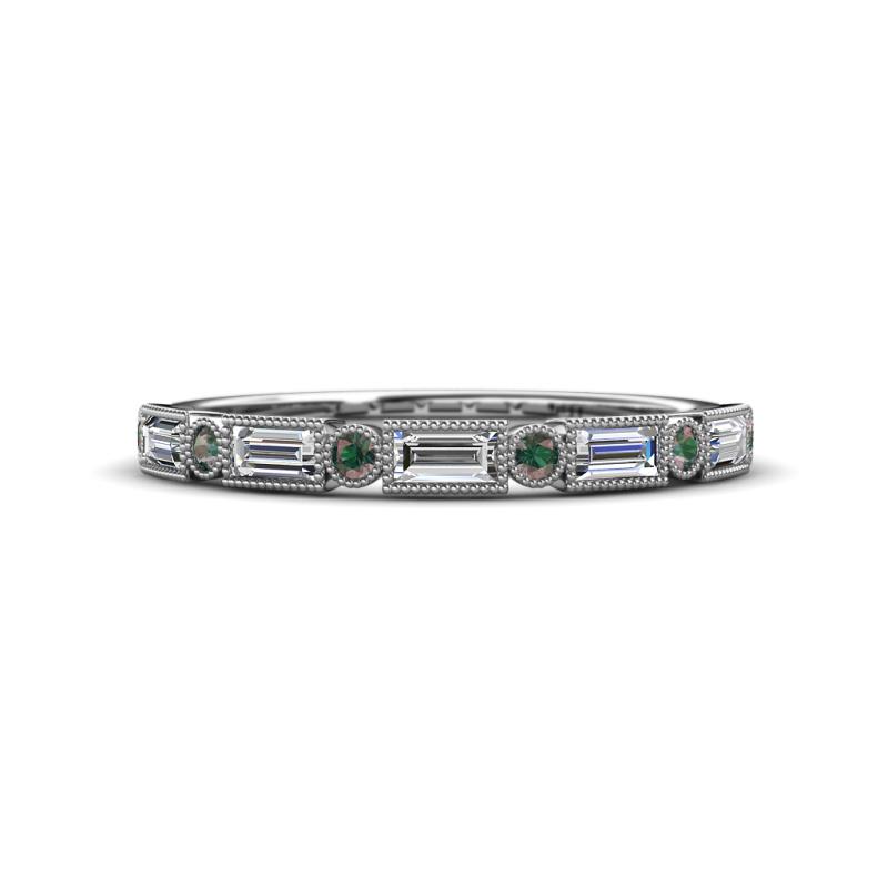 kelli Baguette Diamond and Round Lab Created Alexandrite and Milgrain 11 Stone Wedding Band 