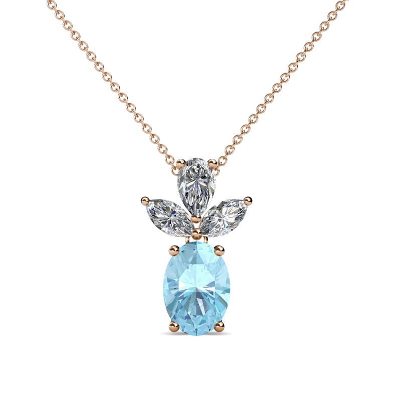 Rayen Aquamarine and Diamond Slider Pendant 