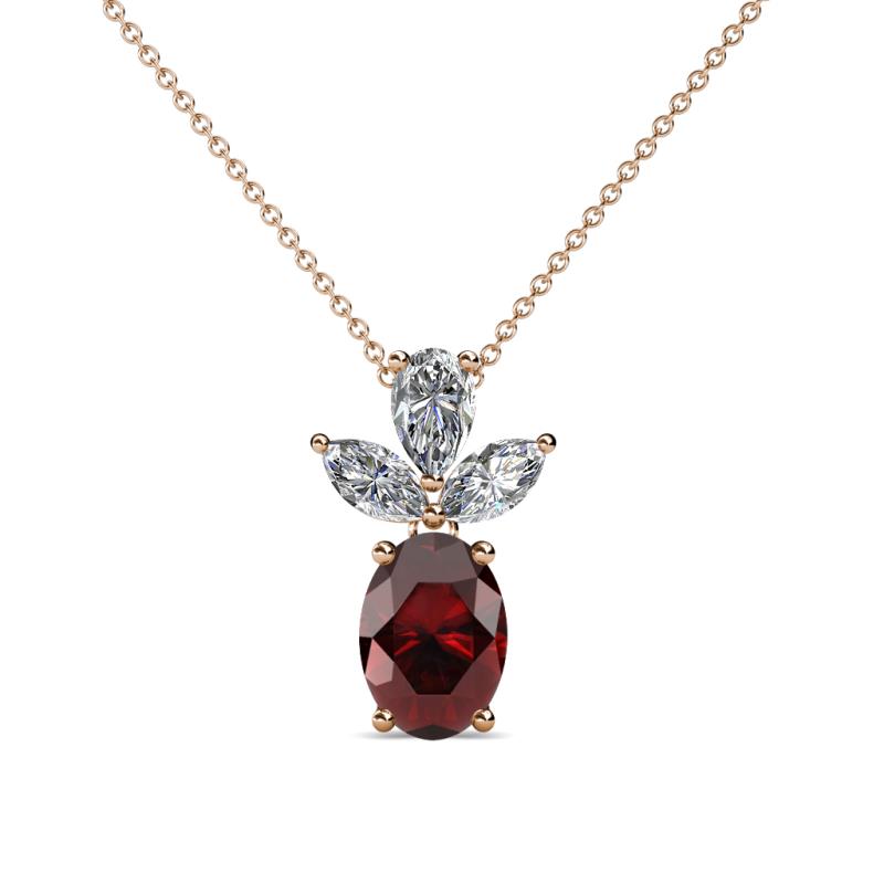 Rayen Red Garnet and Diamond Slider Pendant 