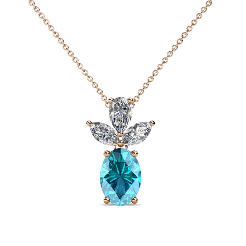 Rayen London Blue Topaz and Diamond Slider Pendant 