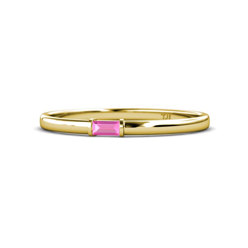 Riley Bold 4x2 mm Baguette Pink Sapphire Minimalist Solitaire Promise Ring 