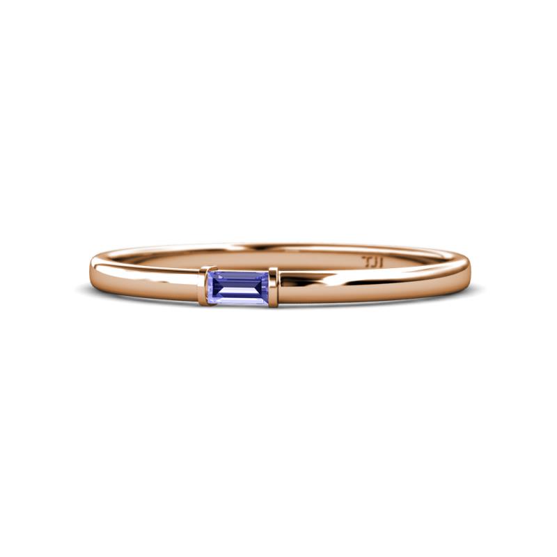 Riley Bold 4x2 mm Baguette Tanzanite Minimalist Solitaire Promise Ring 