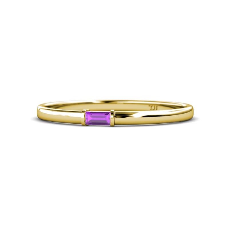 Riley Bold 4x2 mm Baguette Amethyst Minimalist Solitaire Promise Ring 