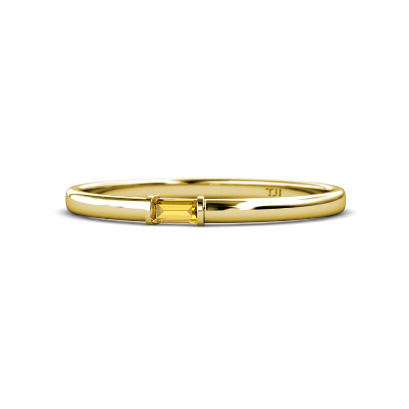 Riley Bold 4x2 mm Baguette Citrine Minimalist Solitaire Promise Ring 