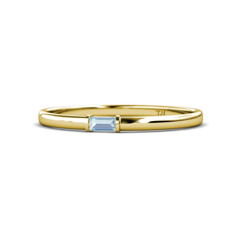 Riley Bold 4x2 mm Baguette Aquamarine Minimalist Solitaire Promise Ring 