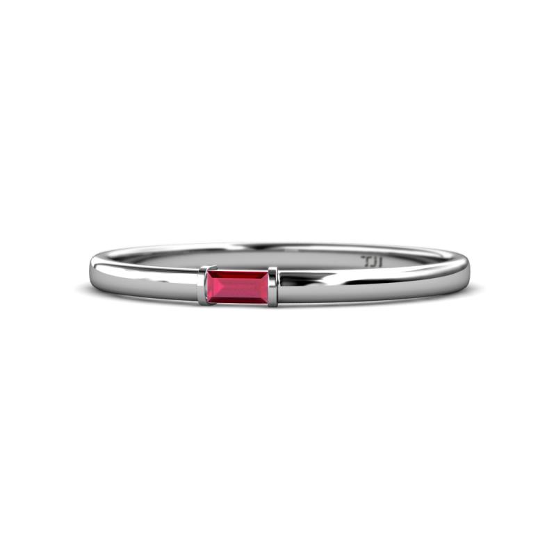 Riley Bold 4x2 mm Baguette Ruby Minimalist Solitaire Promise Ring 