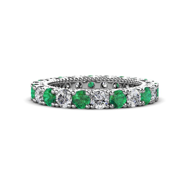Ellen 3.00 mm Emerald and Diamond Eternity Band 