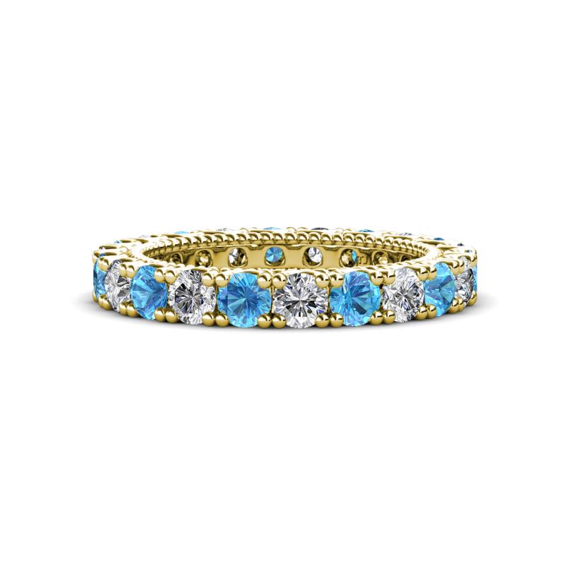 Ellen 3.00 mm Blue Topaz and Diamond Eternity Band 