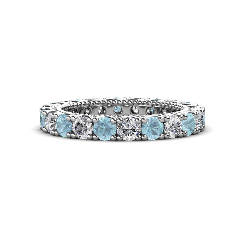 Ellen 3.00 mm Aquamarine and Lab Grown Diamond Eternity Band 