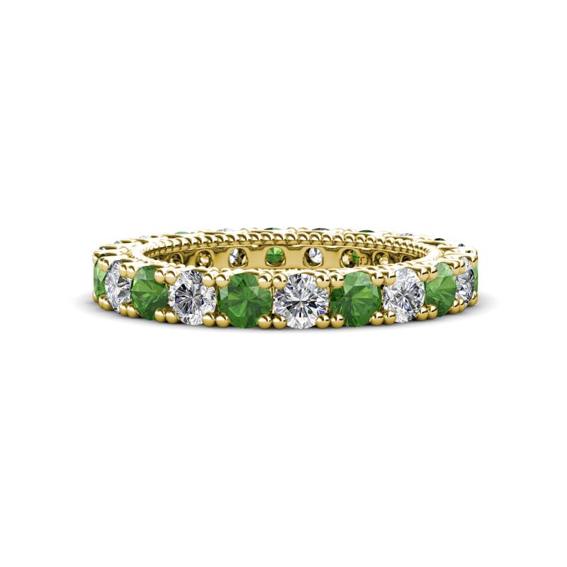 Ellen 3.00 mm Green Garnet and Lab Grown Diamond Eternity Band 