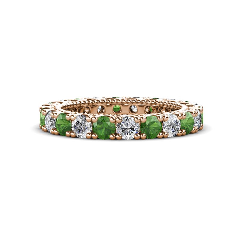 Ellen 3.00 mm Green Garnet and Lab Grown Diamond Eternity Band 