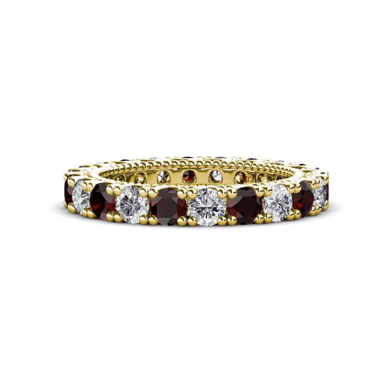 Ellen 3.00 mm Red Garnet and Lab Grown Diamond Eternity Band 